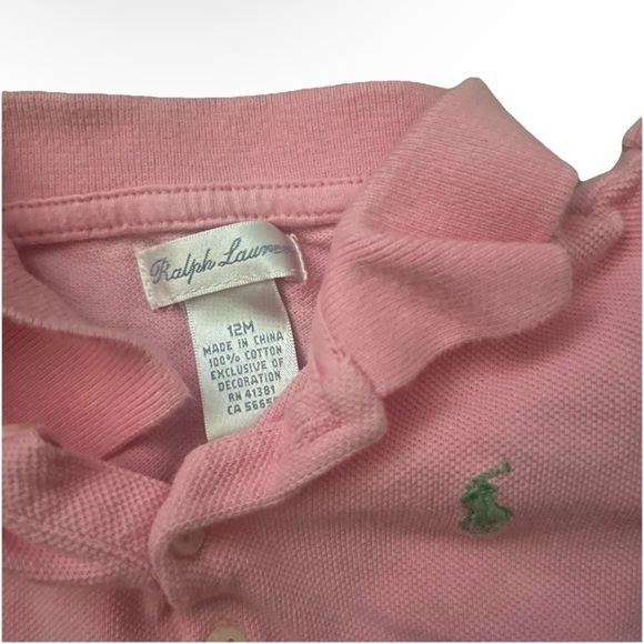 Ralph Lauren Pink Polo Dress Ruffle Bottom And Diaper Cover Size 12 Months - Picture 3 of 3
